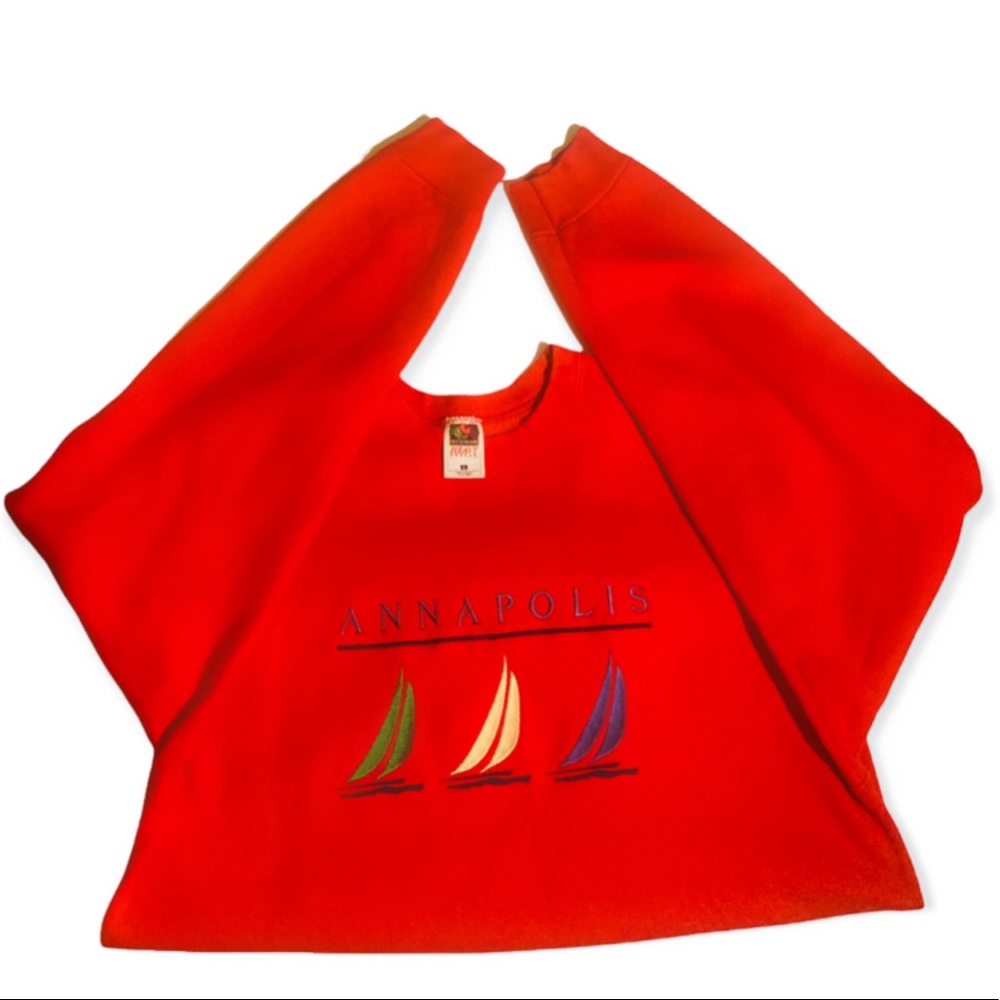 VINTAGE 80’s Sweatshirt - Nautical ‘Annapolis Sailboats’ - size ADULT XL
